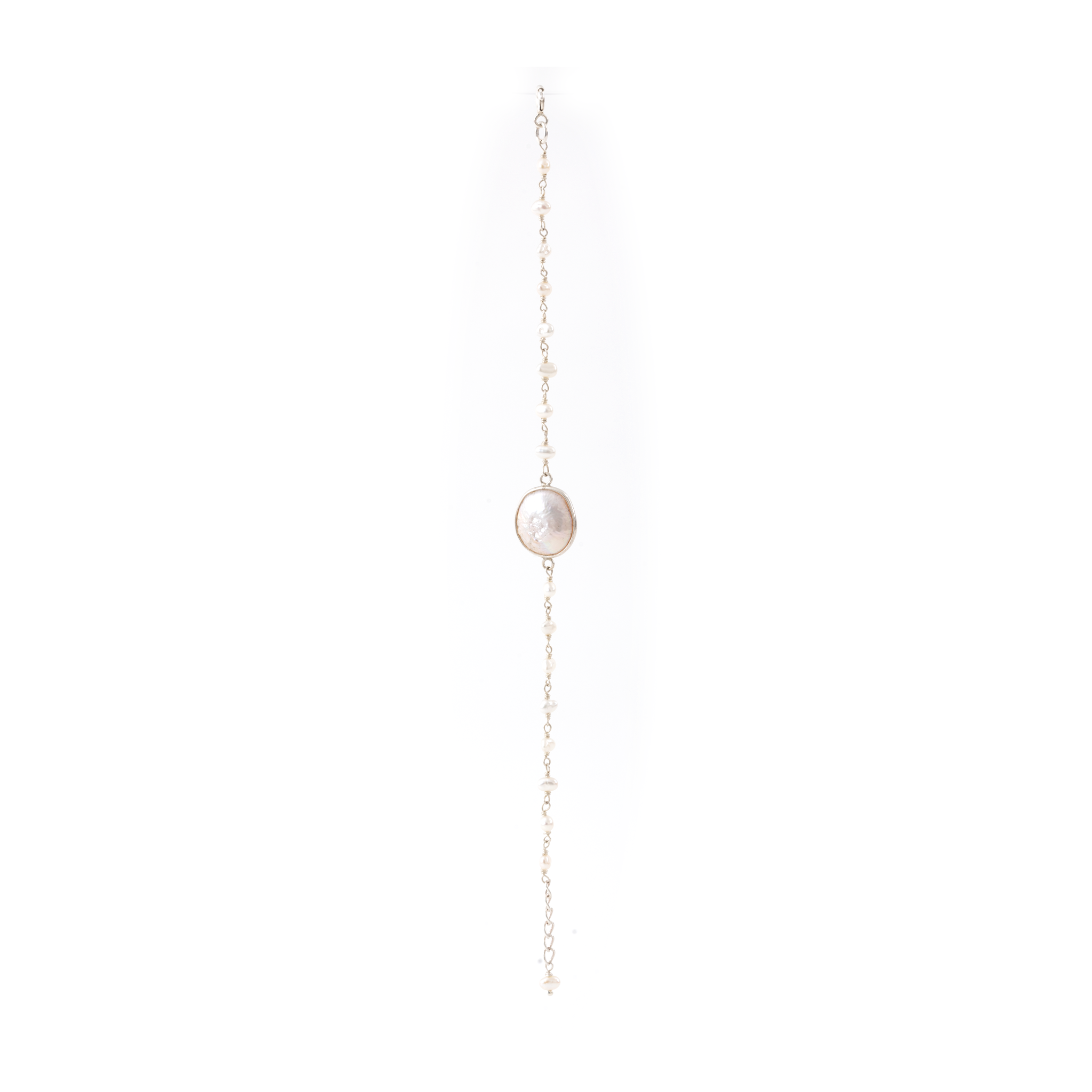 Small Beads With Single Circle Stone - Pearl