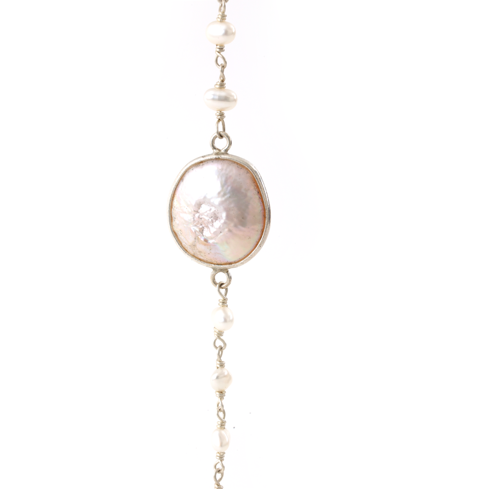 Small Beads With Single Circle Stone - Pearl