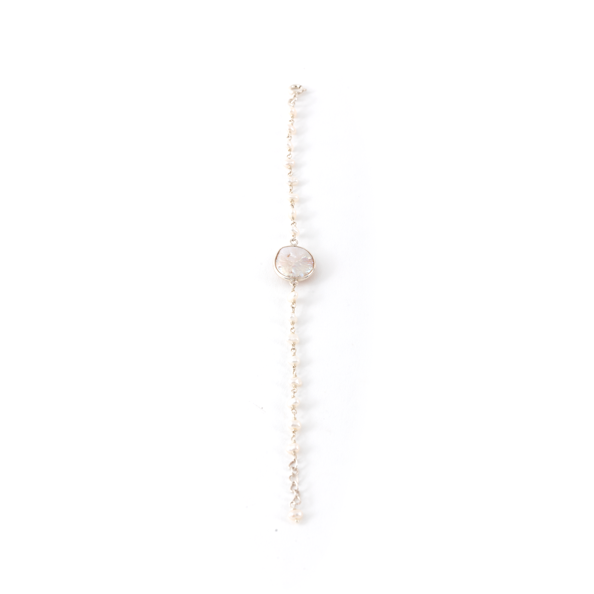 Small Beads With Single Circle Stone - Pearl