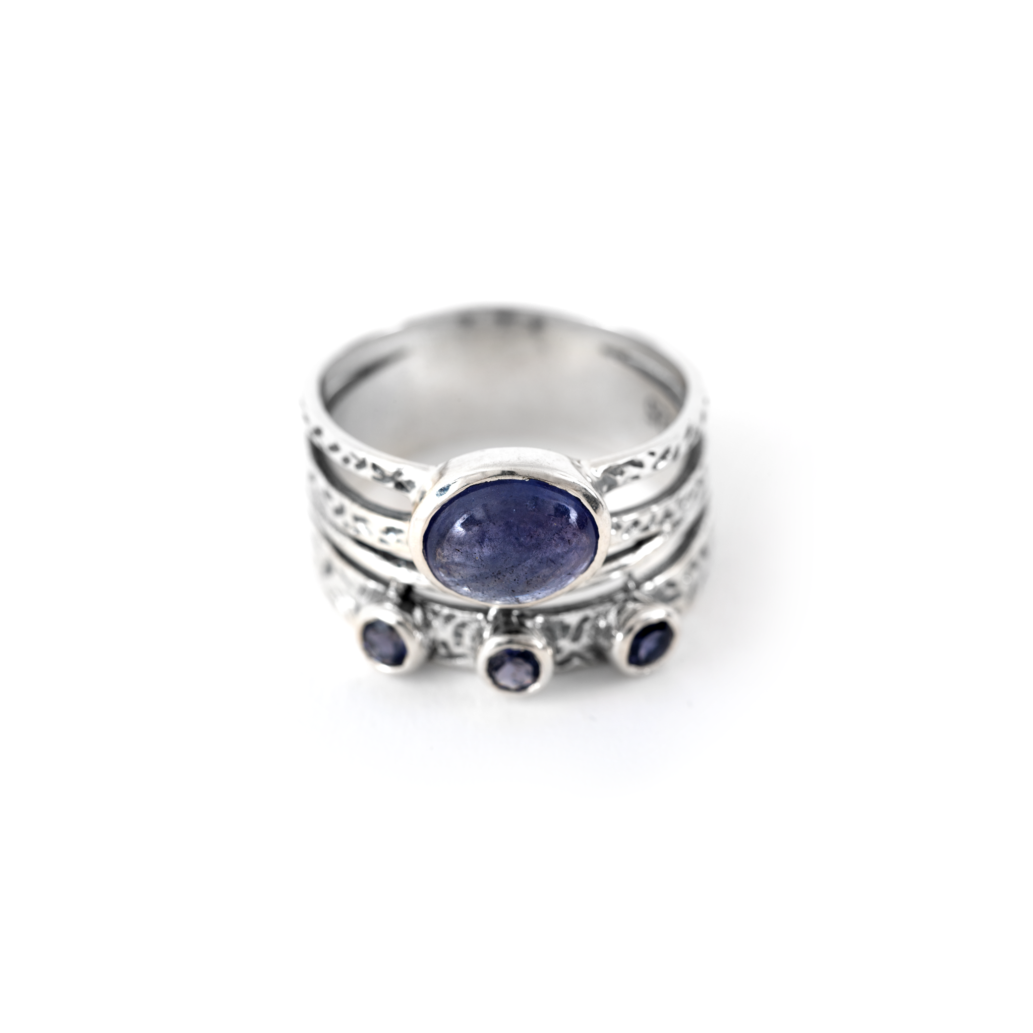 Tanzanite Iolite Oxidised Ring - Design 2