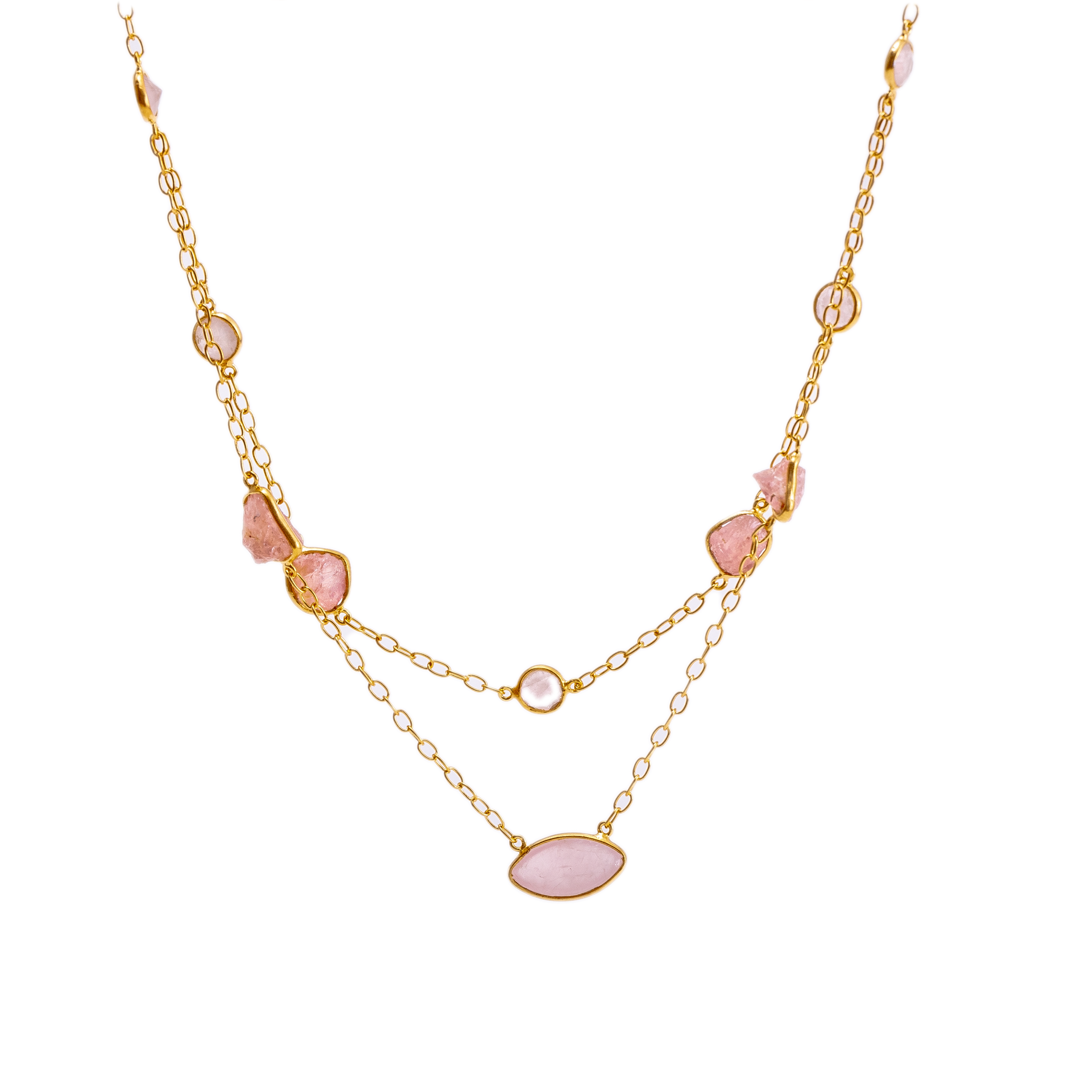 Eye Shaped Double Layer - Rose Quartz