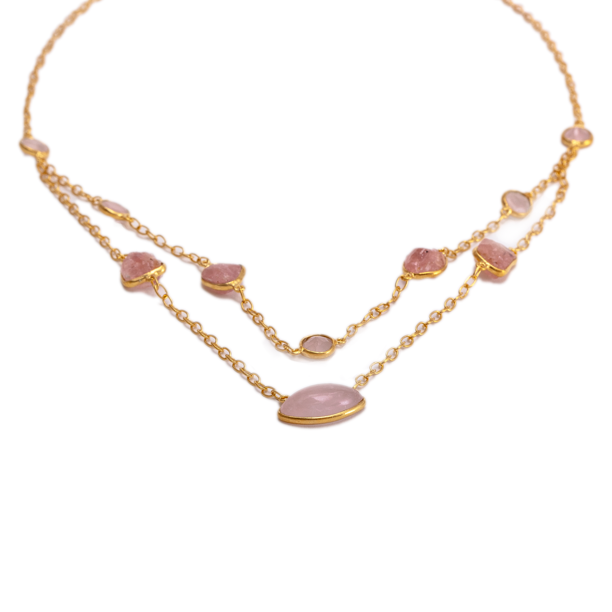 Eye Shaped Double Layer - Rose Quartz