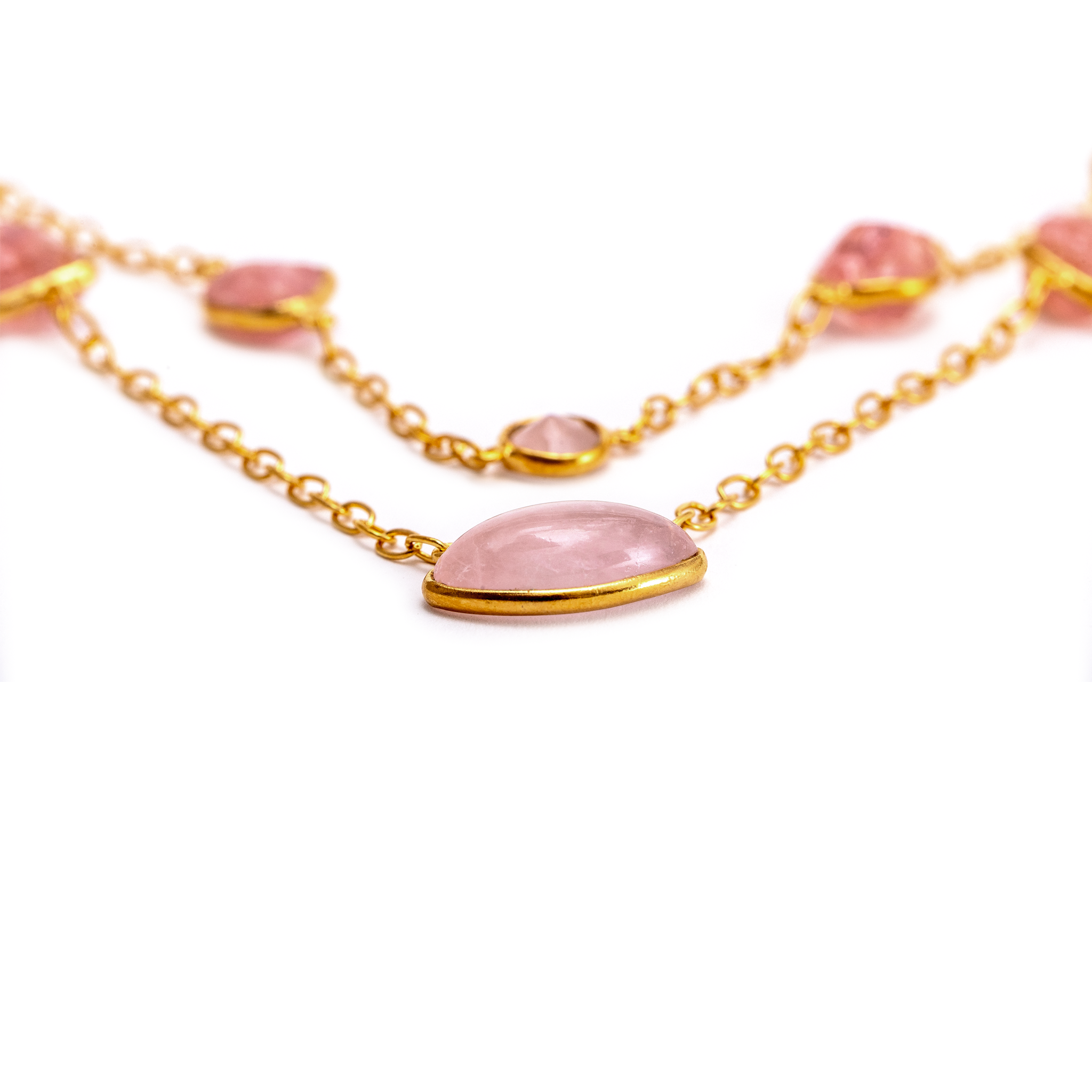 Eye Shaped Double Layer - Rose Quartz