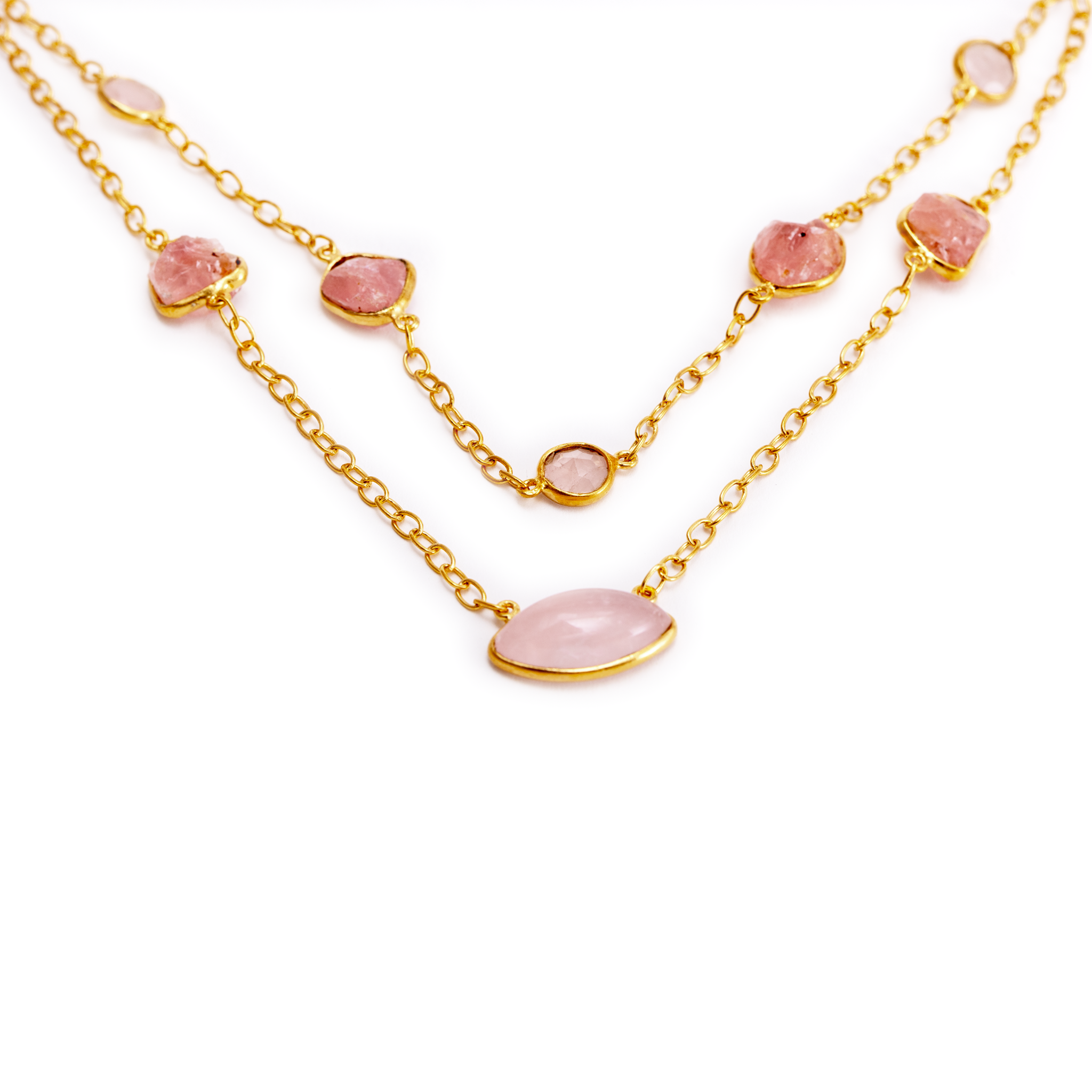 Eye Shaped Double Layer - Rose Quartz