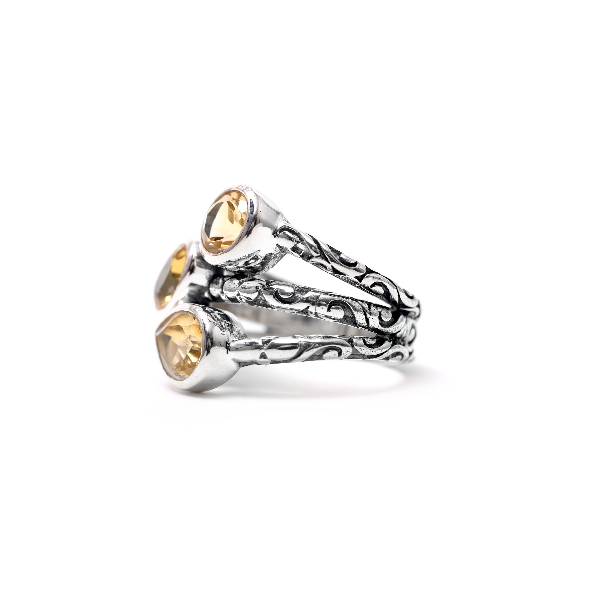 Oxidised Stacked Rings - Citrine