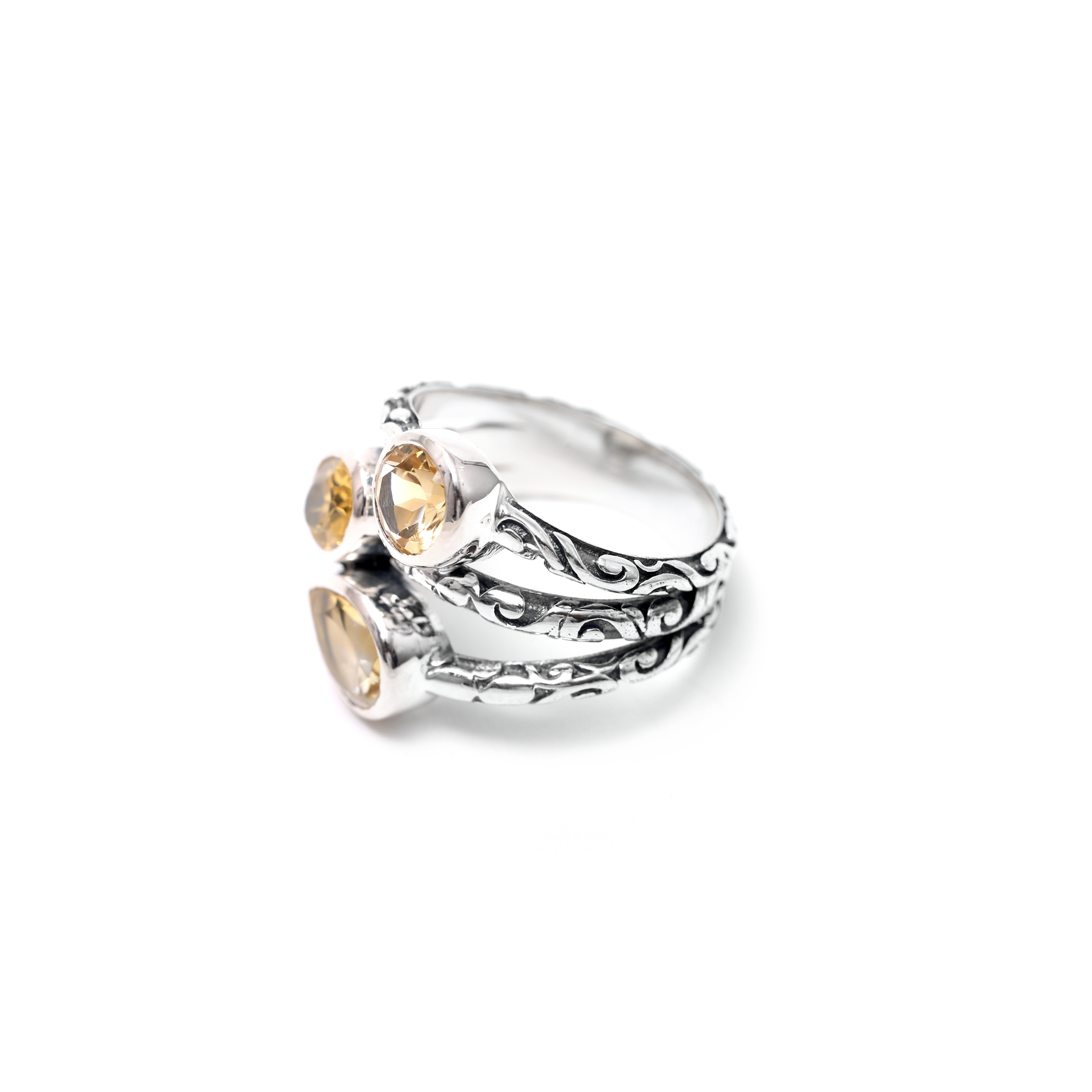 Oxidised Stacked Rings - Citrine