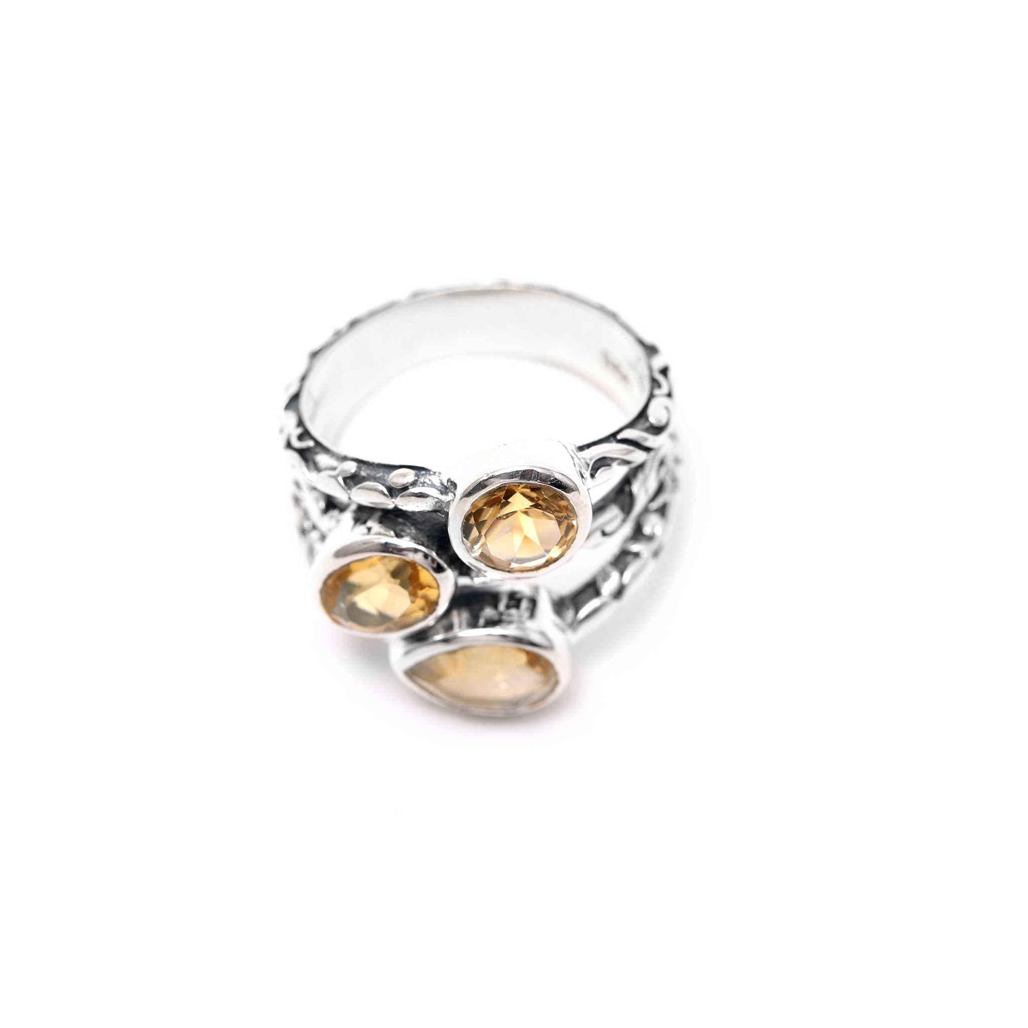 Oxidised Stacked Rings - Citrine