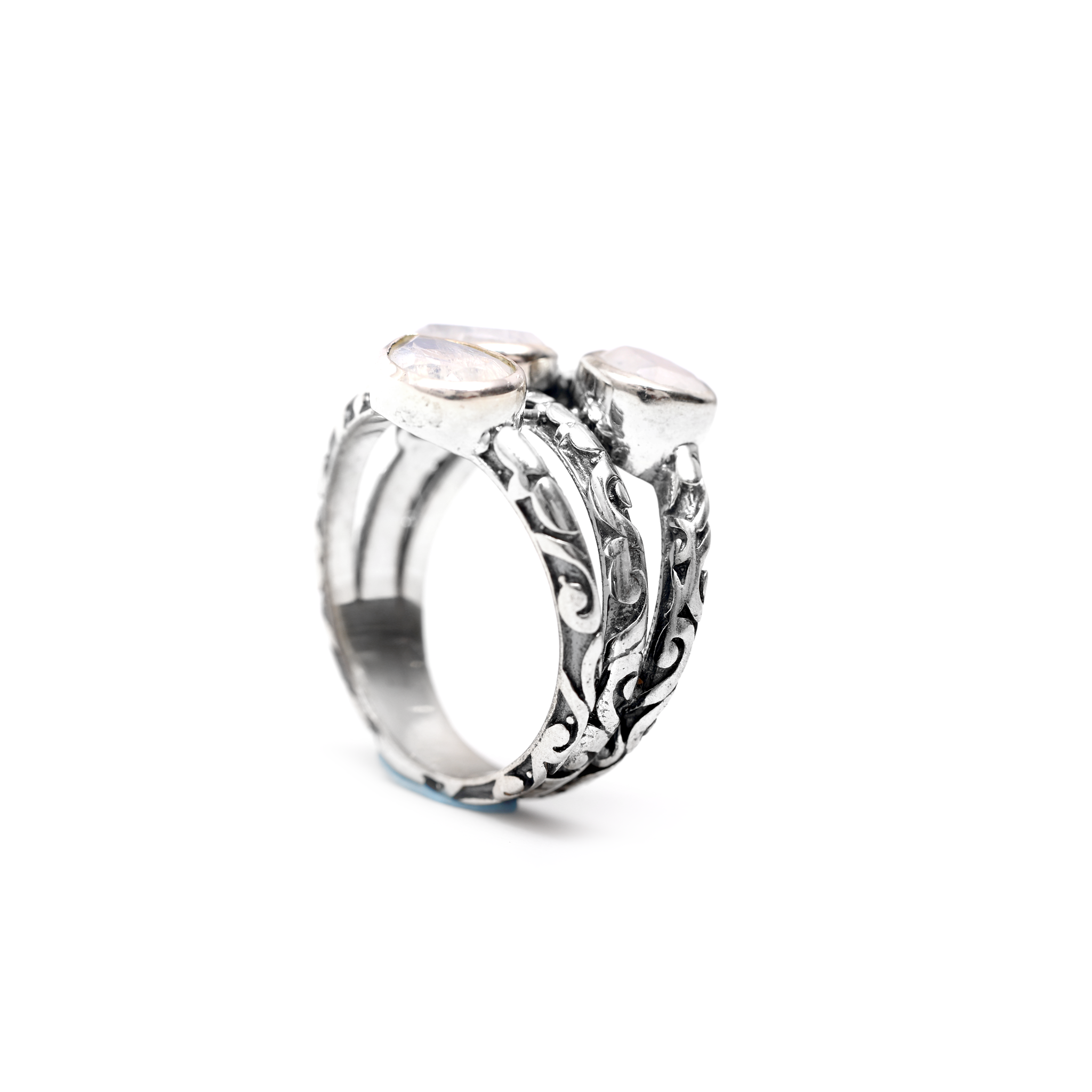 Oxidised Stacked Rings - Moonstone