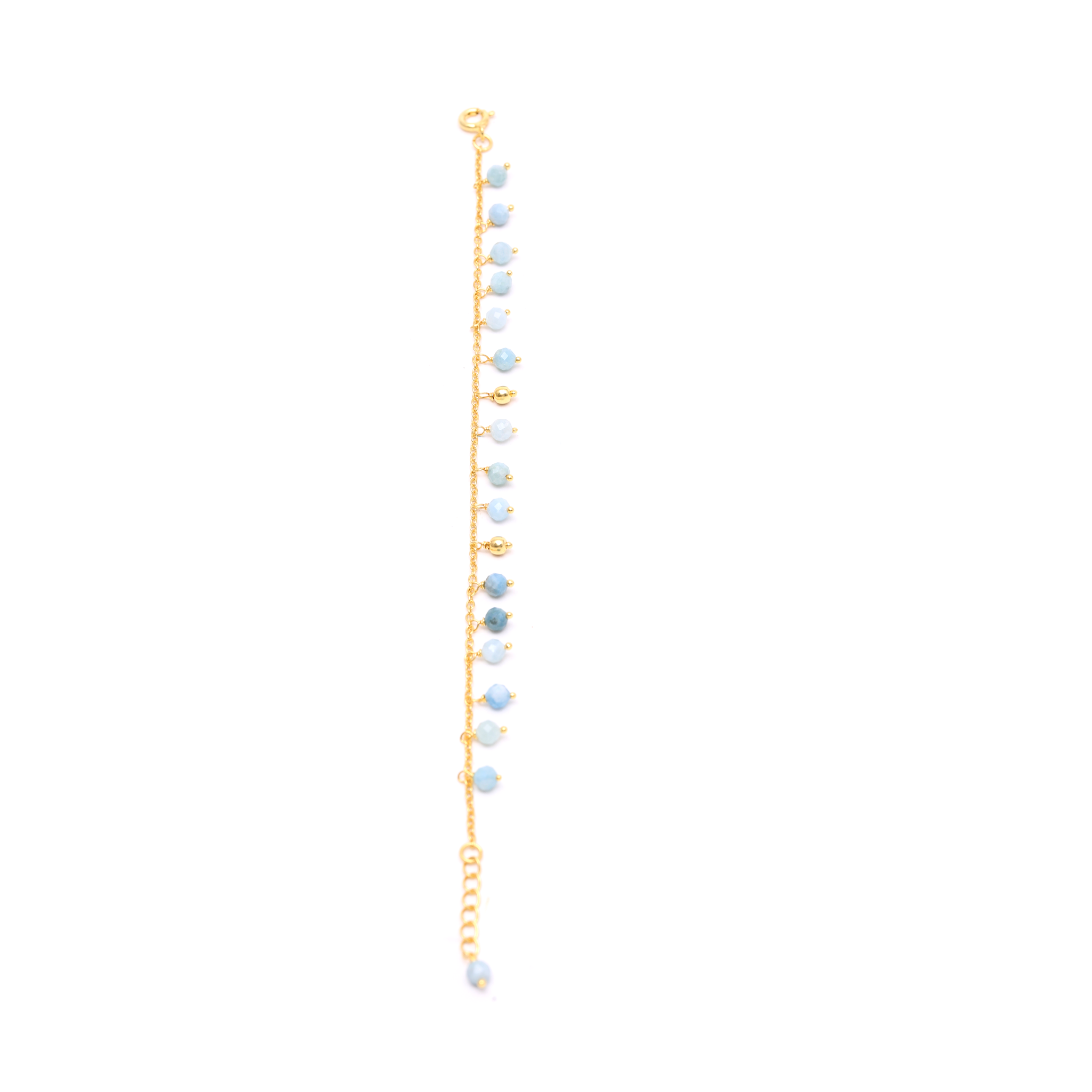 Round Beads And Chain - Aquamarine