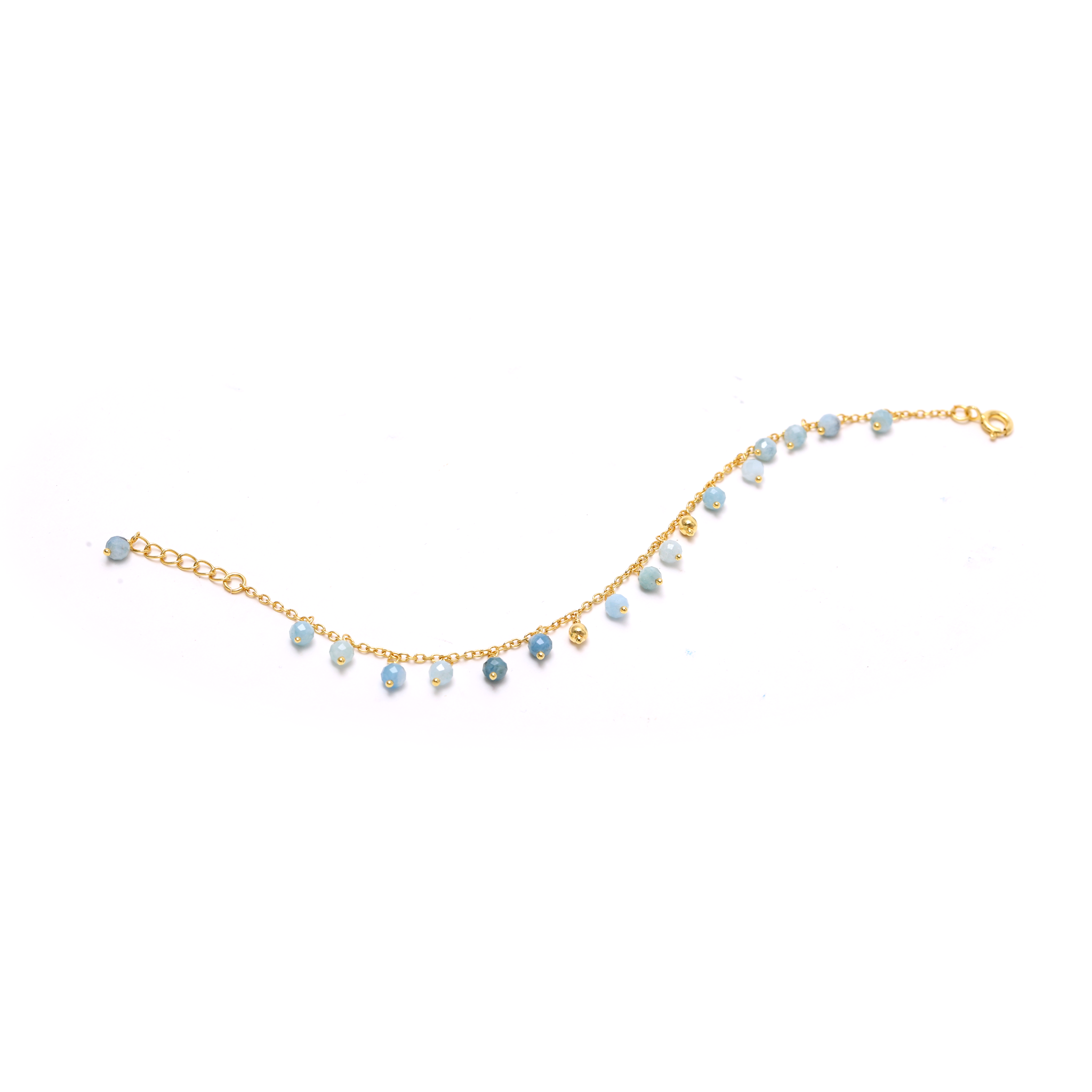 Round Beads And Chain - Aquamarine