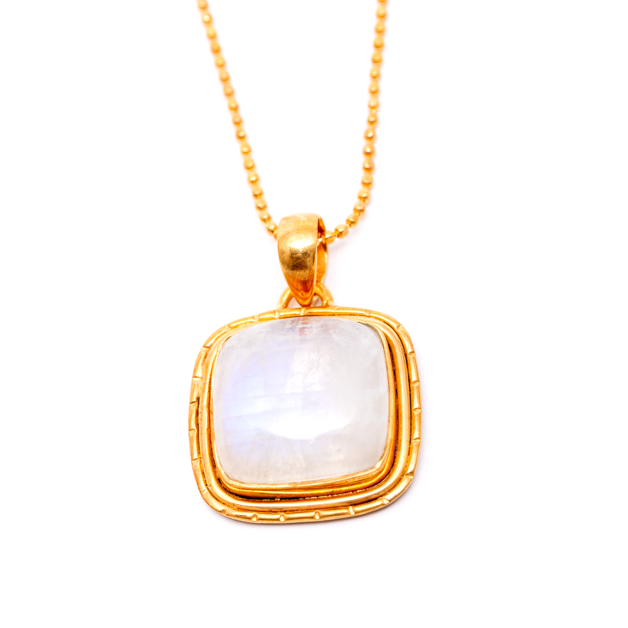 Rainbow Moonstone Pendant - Square Shaped