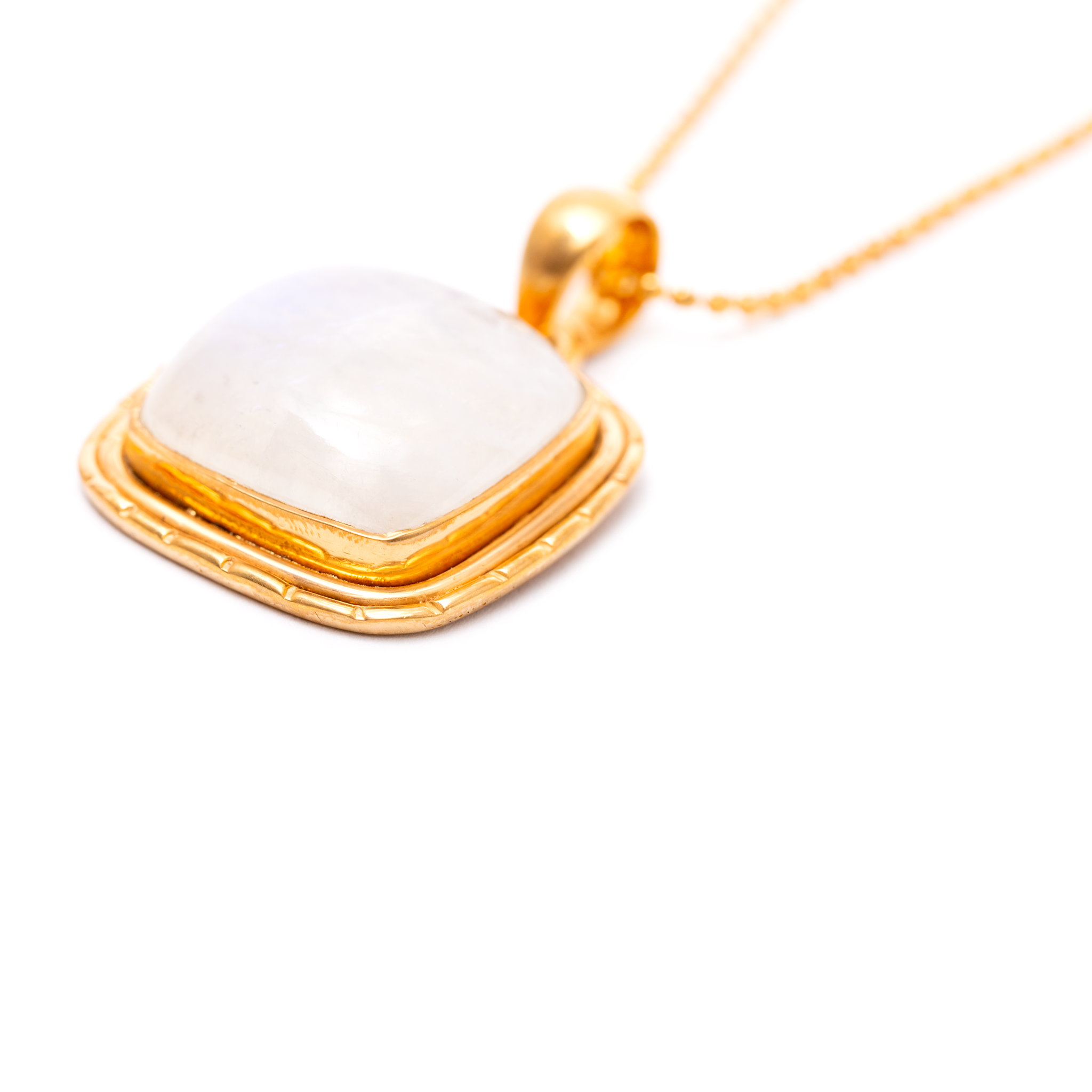 Rainbow Moonstone Pendant - Square Shaped