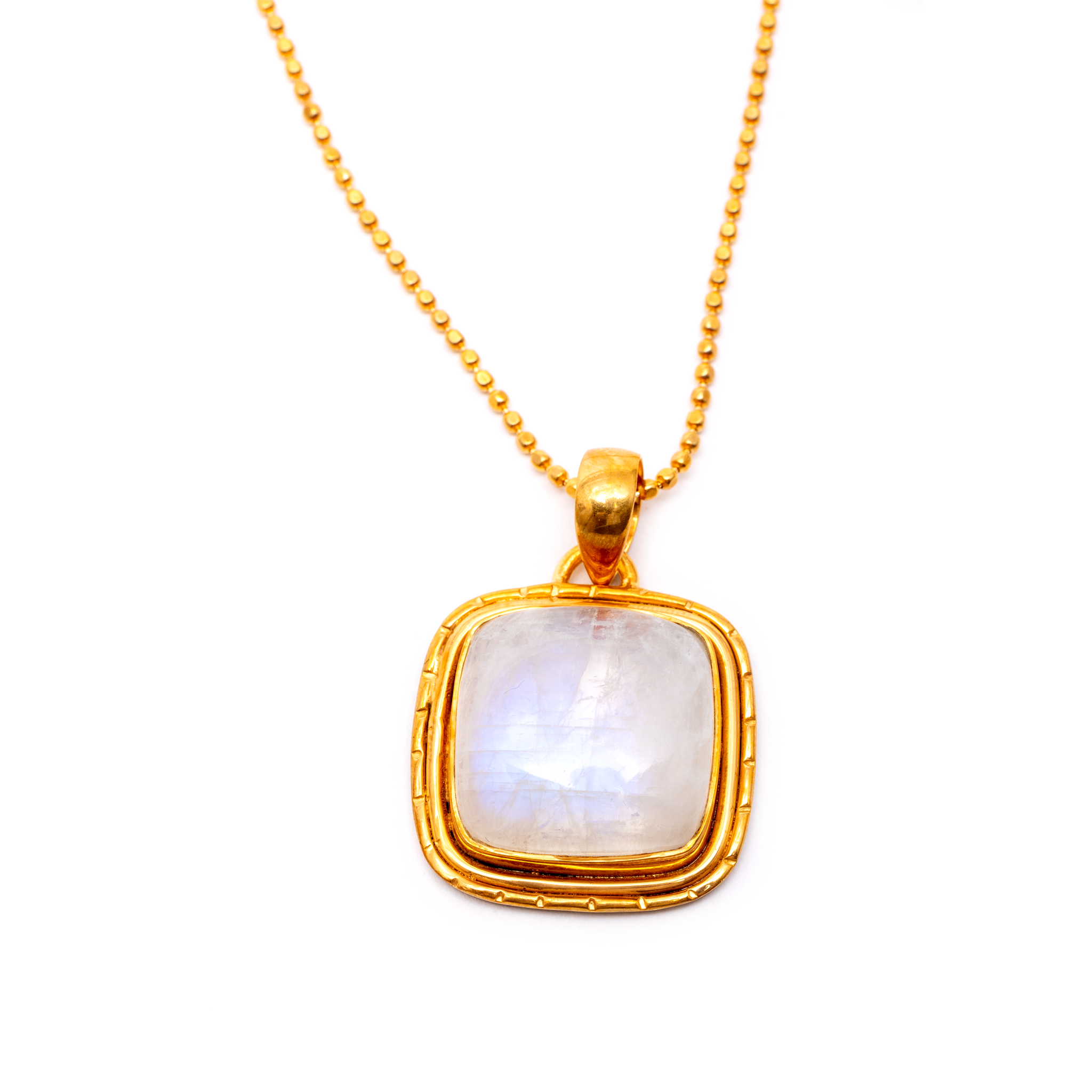 Rainbow Moonstone Pendant - Square Shaped