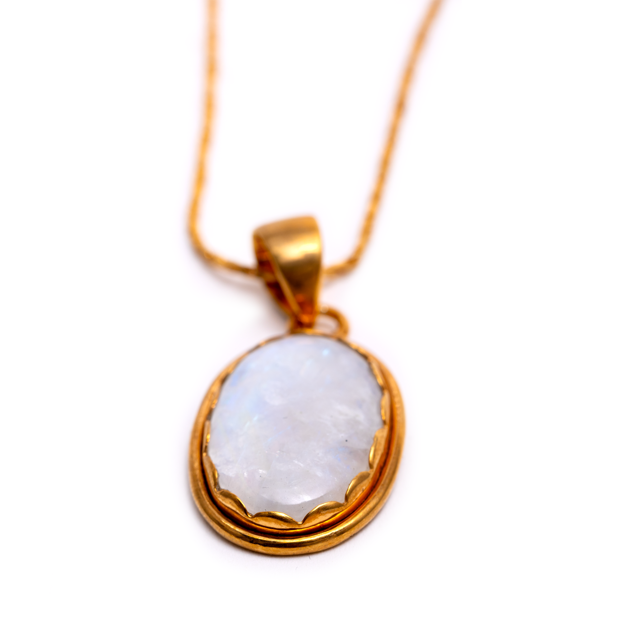 Rainbow Moonstone Pendant - Oval shaped