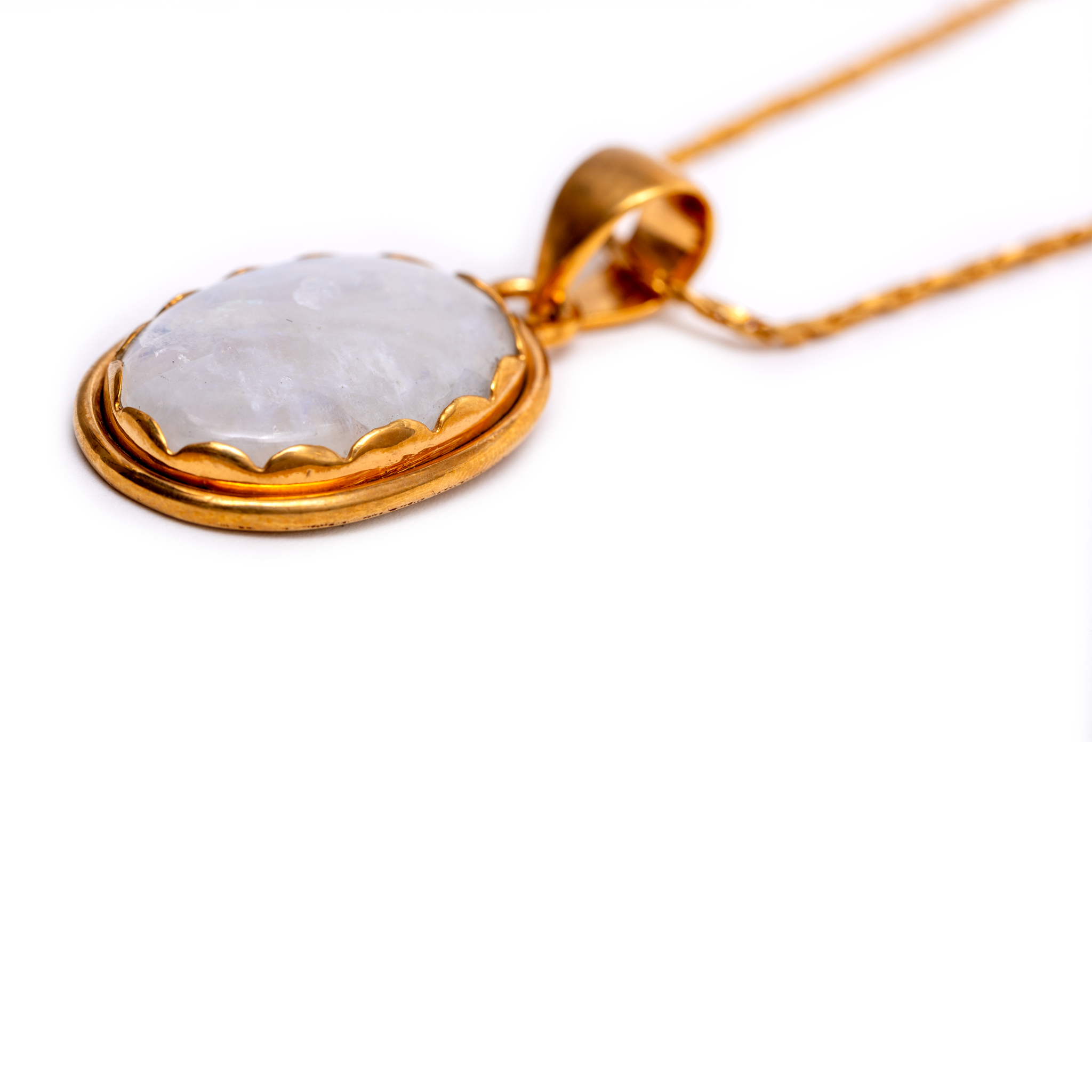 Rainbow Moonstone Pendant - Oval shaped