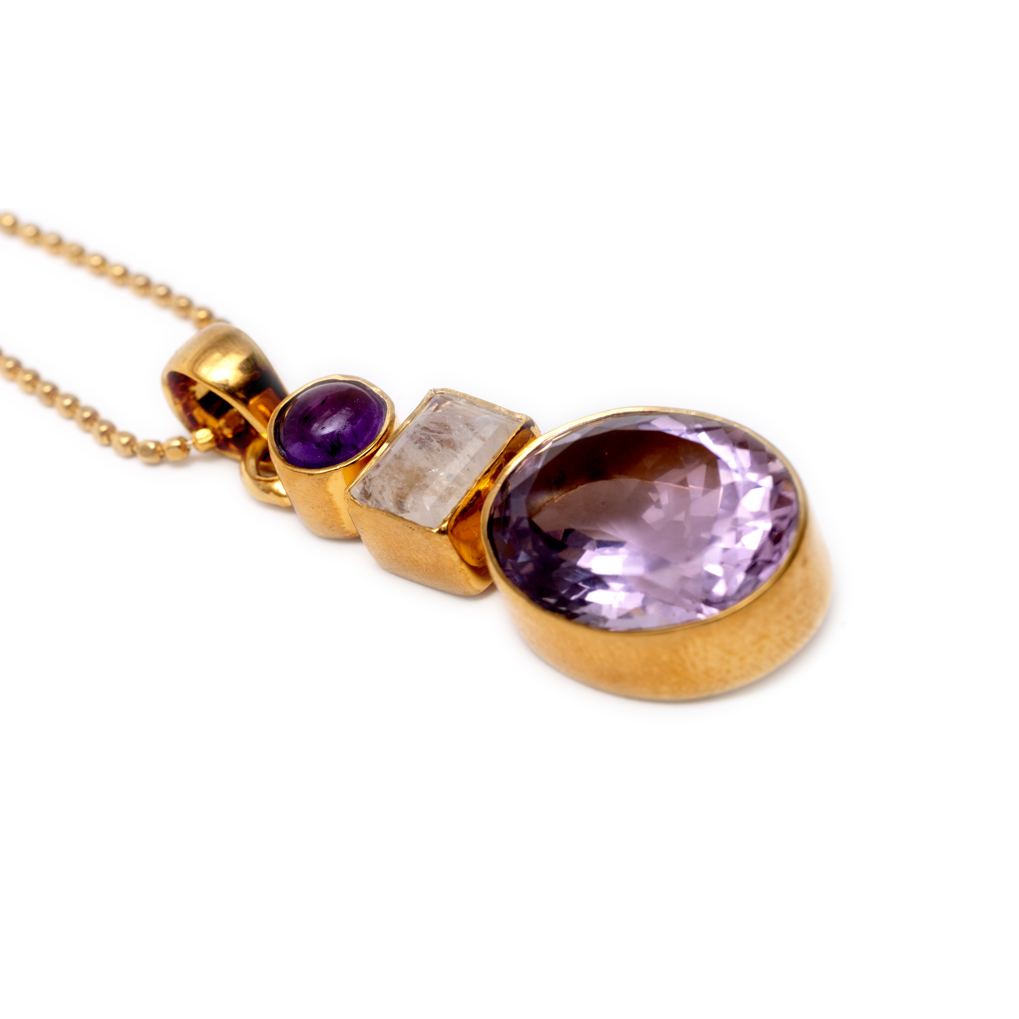 Three stones - Amethyst / Moonstone