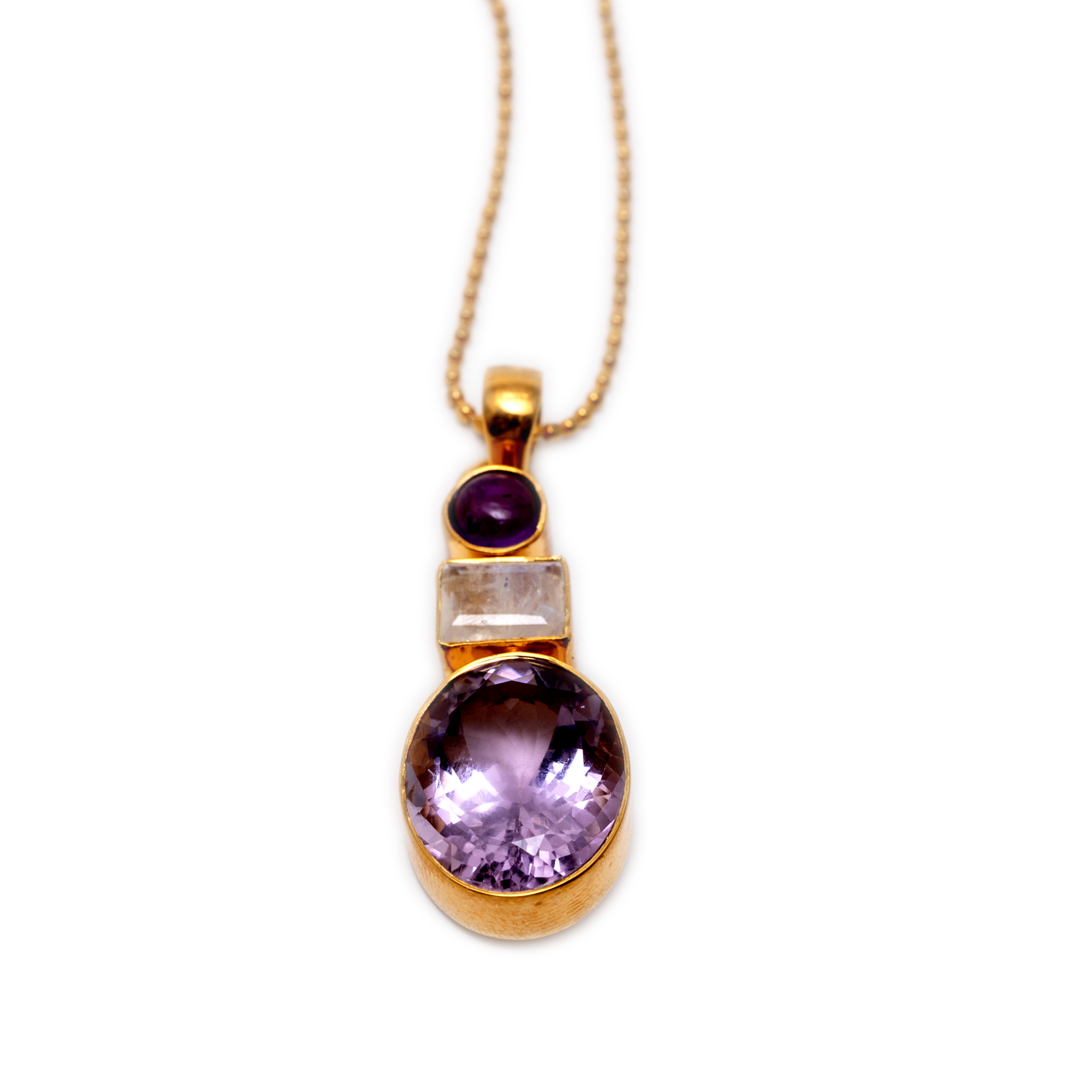 Three stones - Amethyst / Moonstone