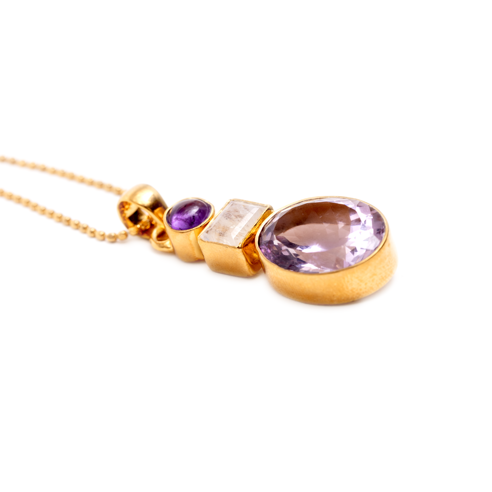 Three stones - Amethyst / Moonstone
