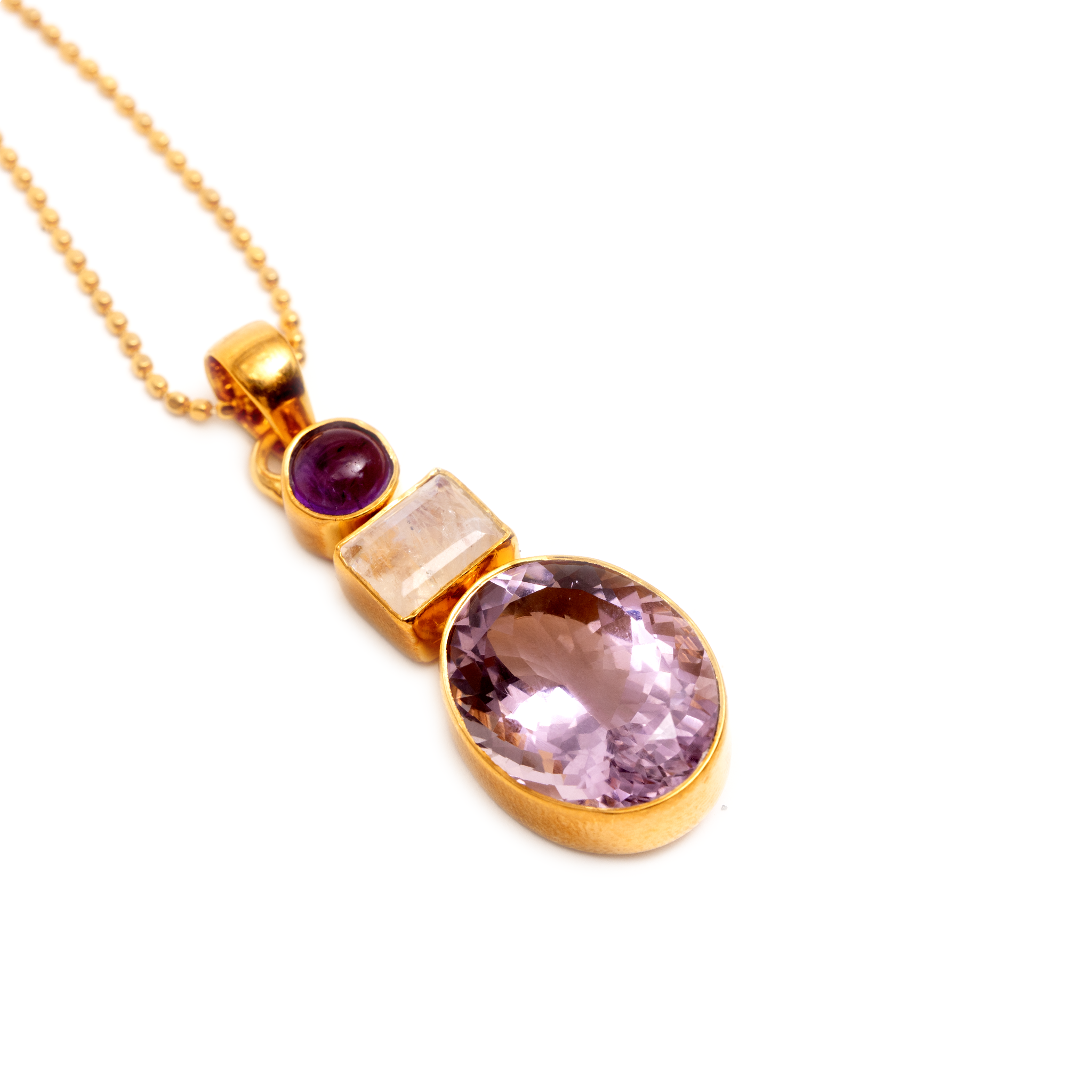 Three stones - Amethyst / Moonstone