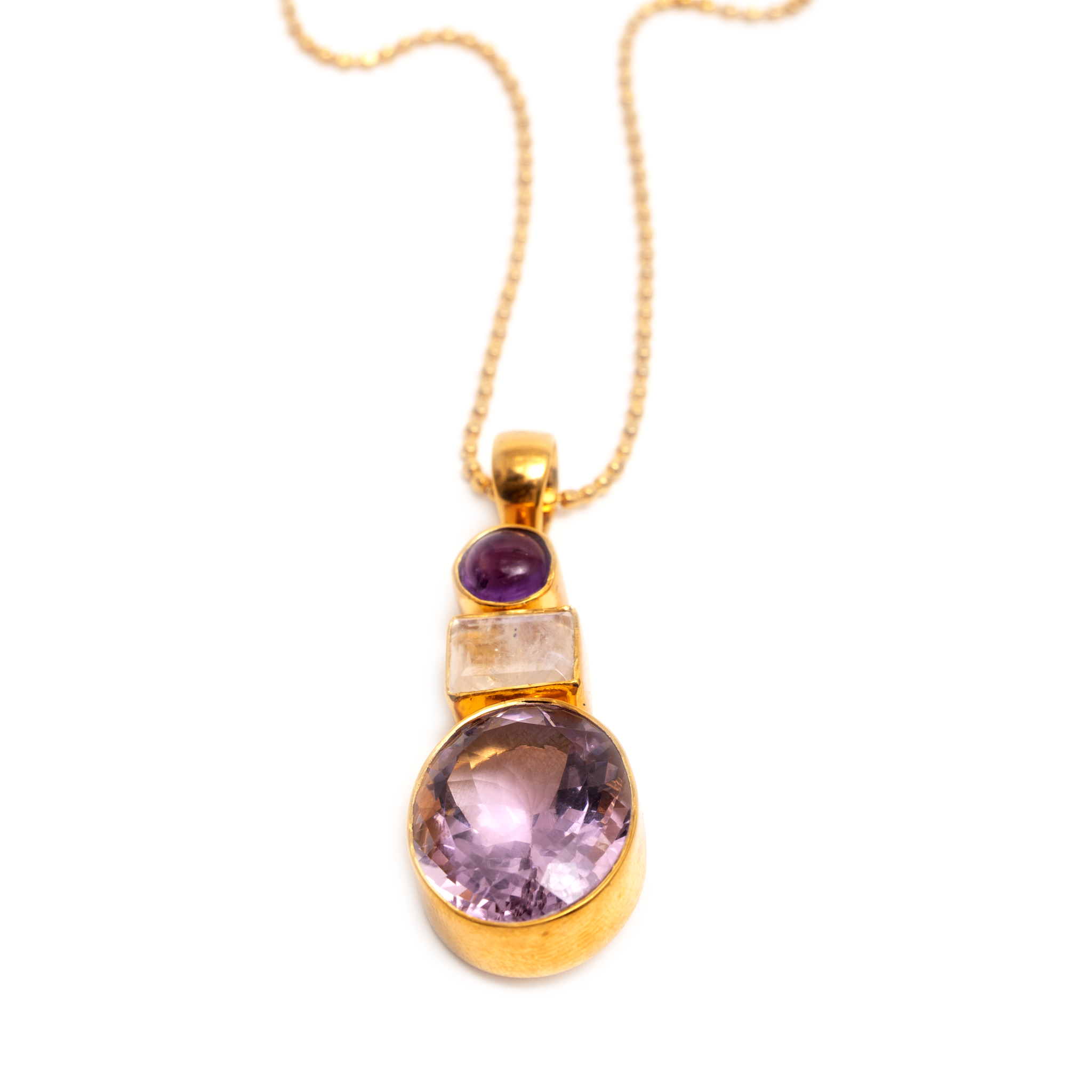 Three stones - Amethyst / Moonstone