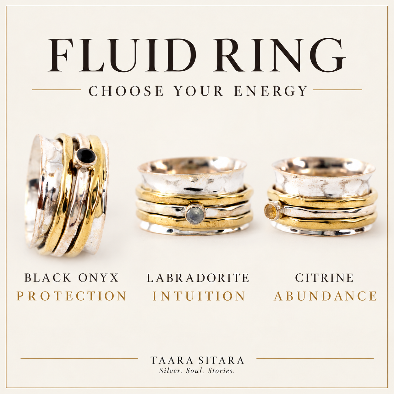 Fluid Ring variations Black Onyx Labradorite Citrine