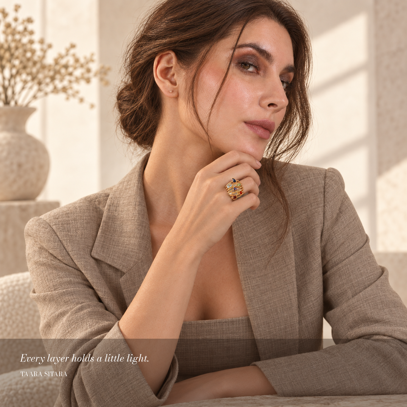 Chakra Cascade Ring – Taara Sitara model lifestyle