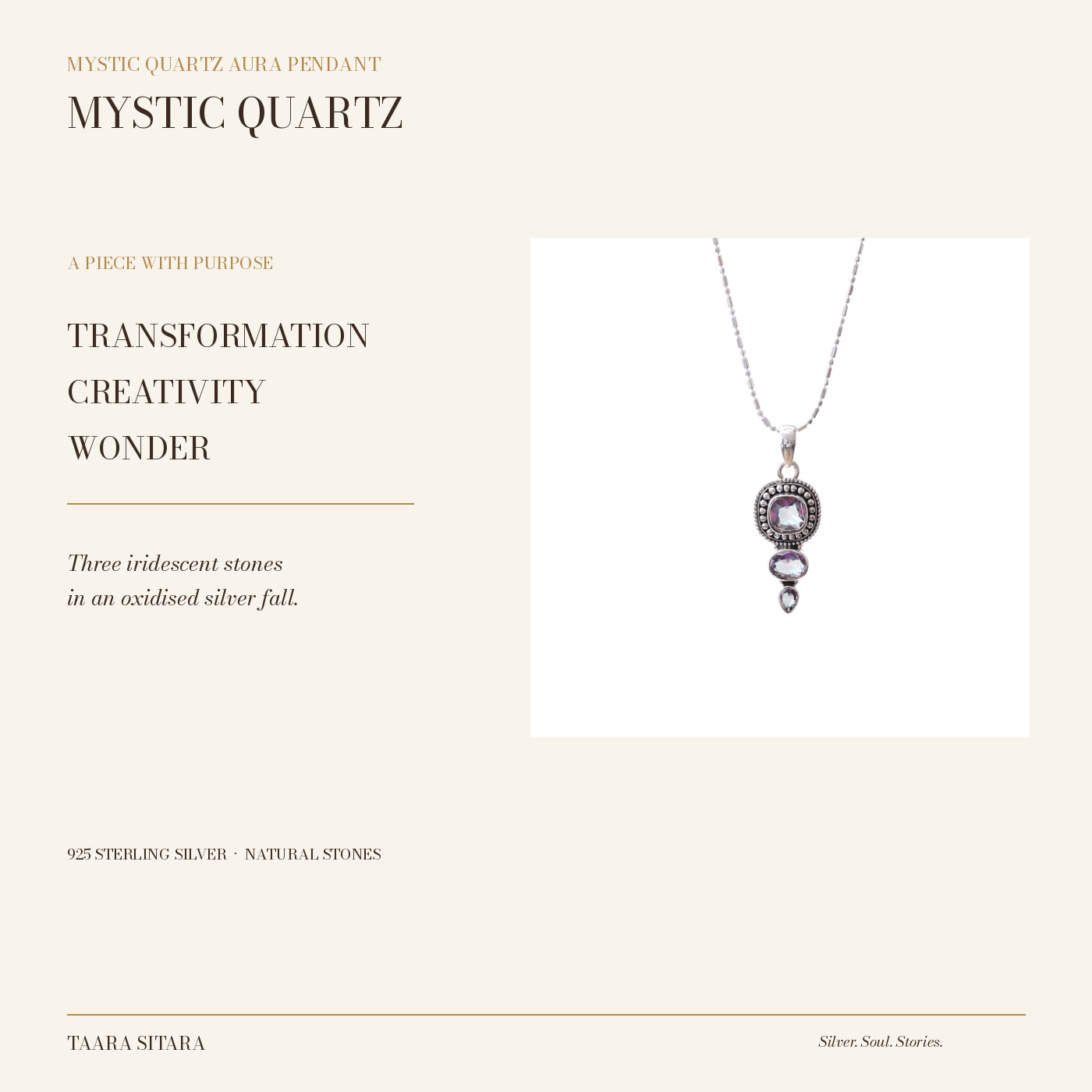 Mystic Quartz Aura Pendant – stone and product story