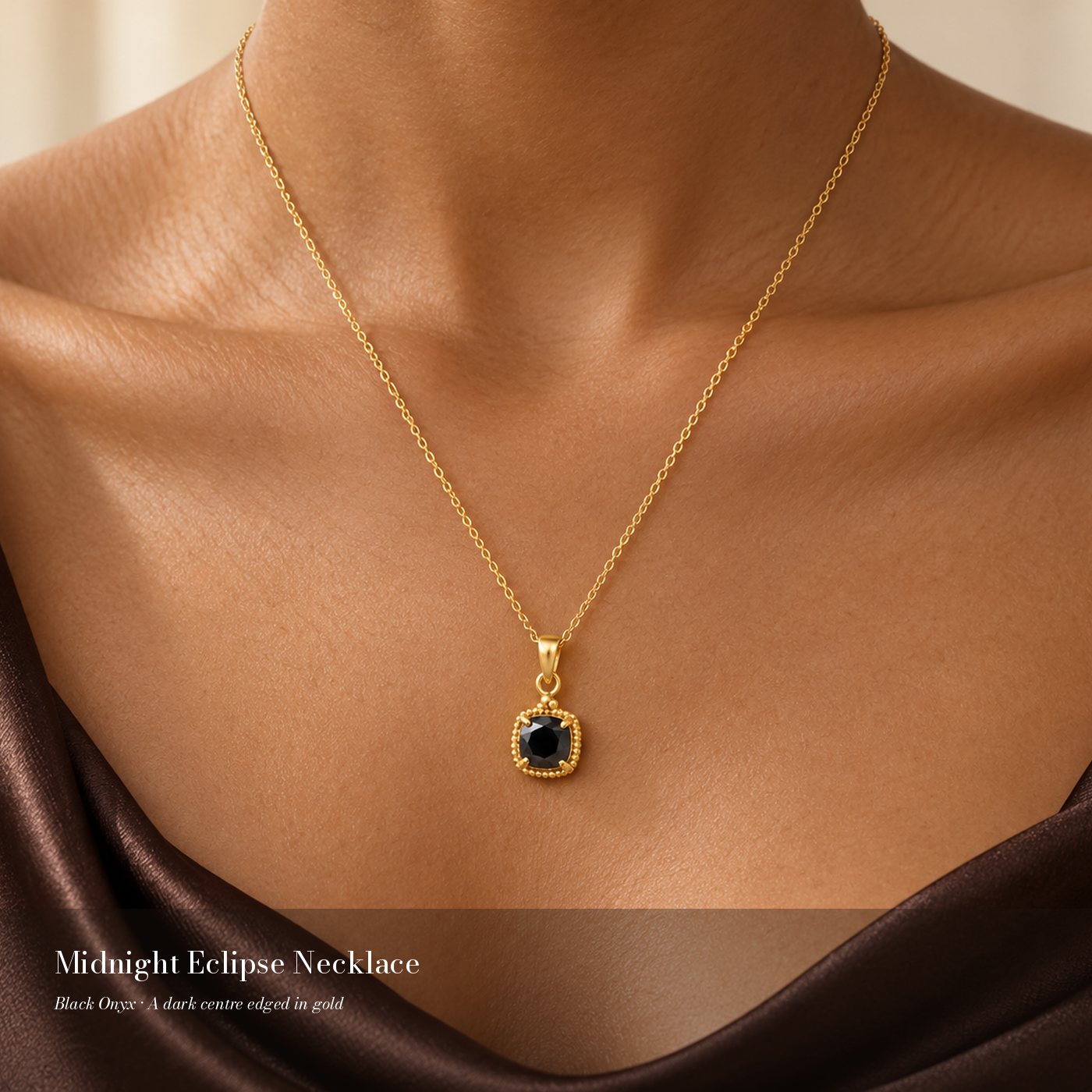 Midnight Eclipse Necklace — close lifestyle view