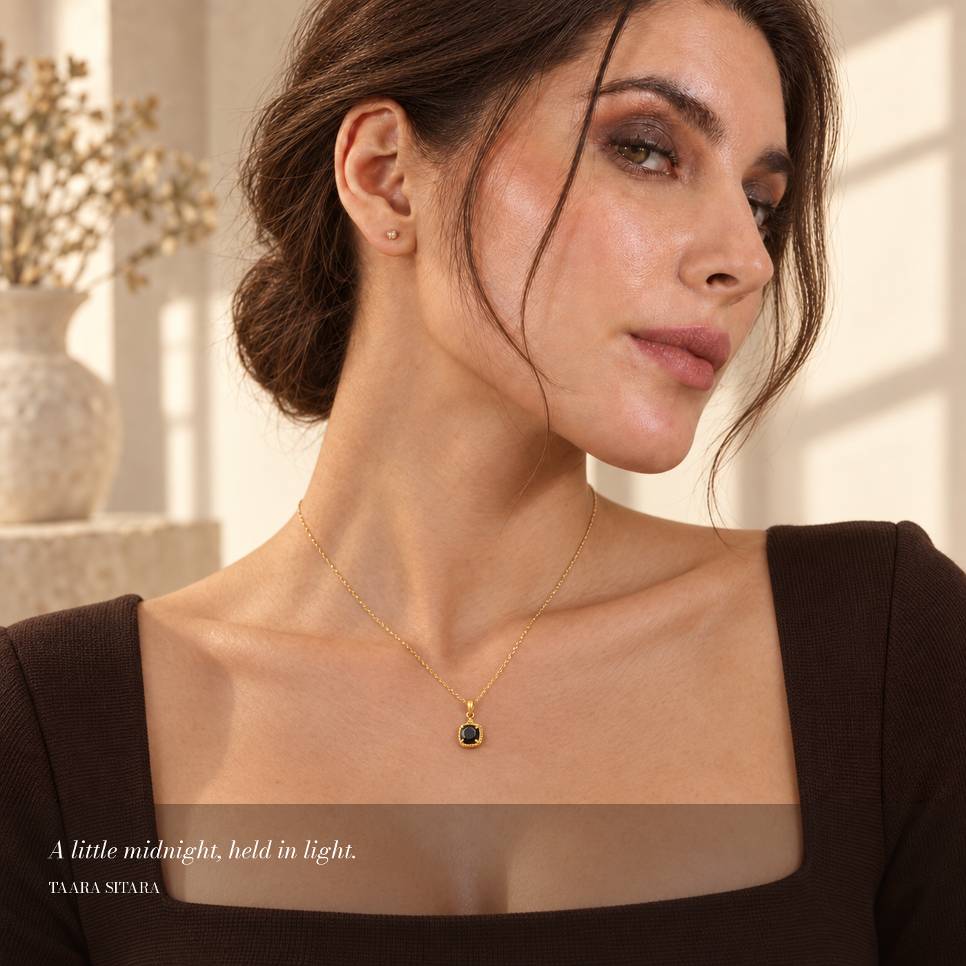 Midnight Eclipse Necklace — Taara Sitara model lifestyle