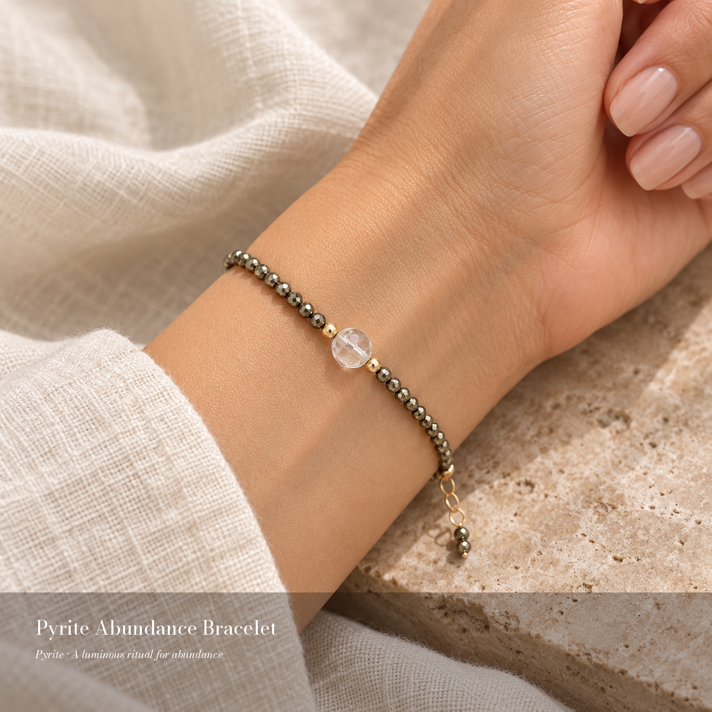 Pyrite Abundance Bracelet — close lifestyle view