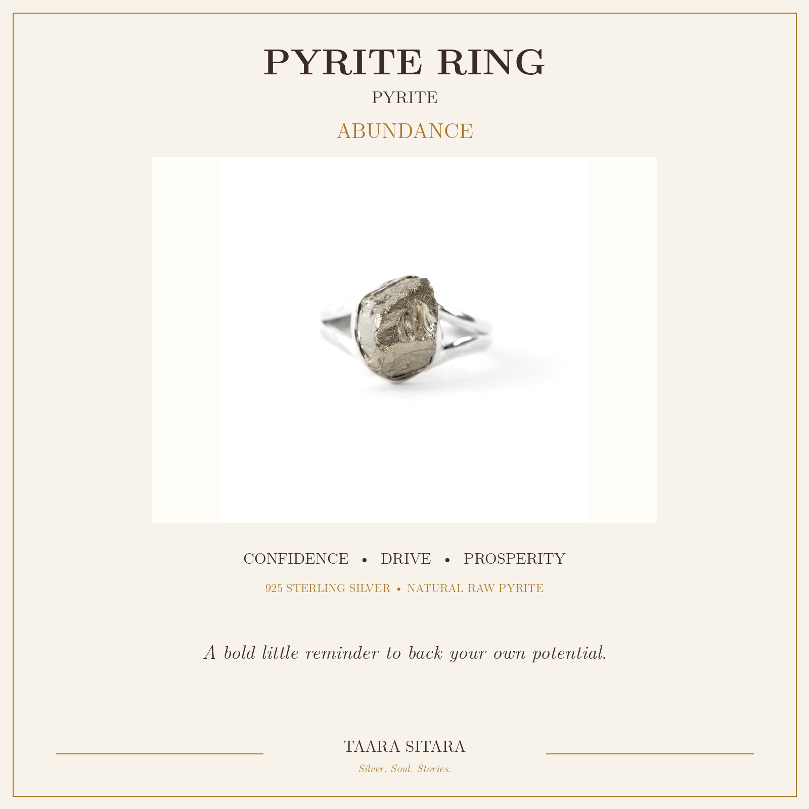 Pyrite Ring stone of abundance and confidence