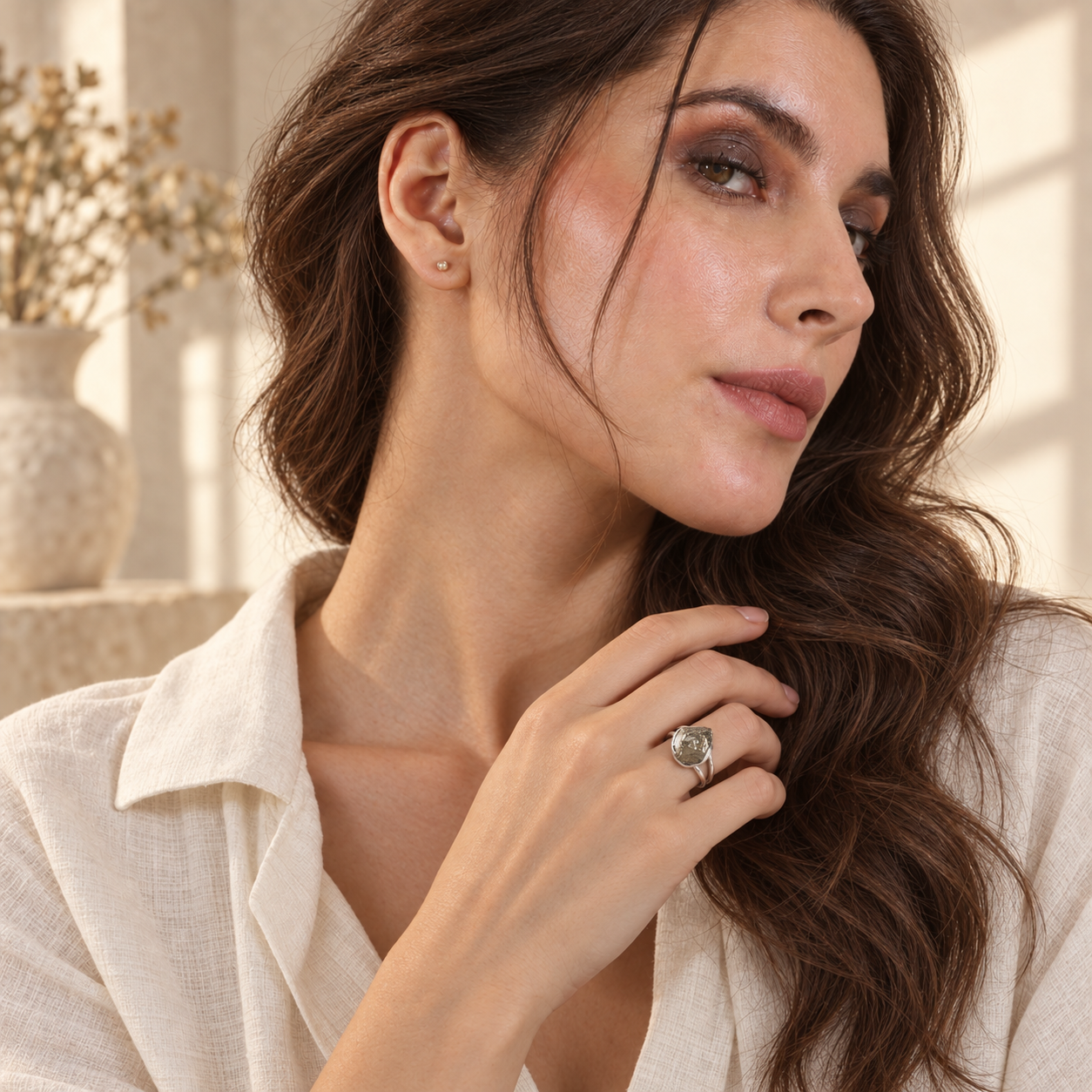 Taara Sitara model wearing the Pyrite Ring