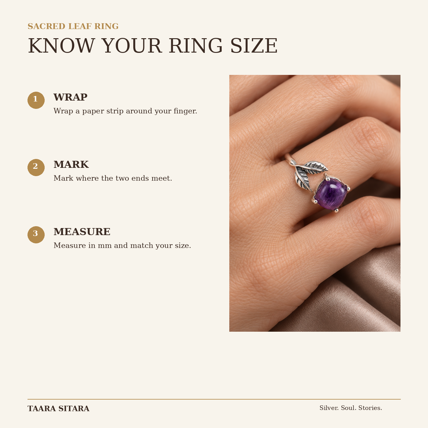 Sacred Leaf Ring – ring size guide